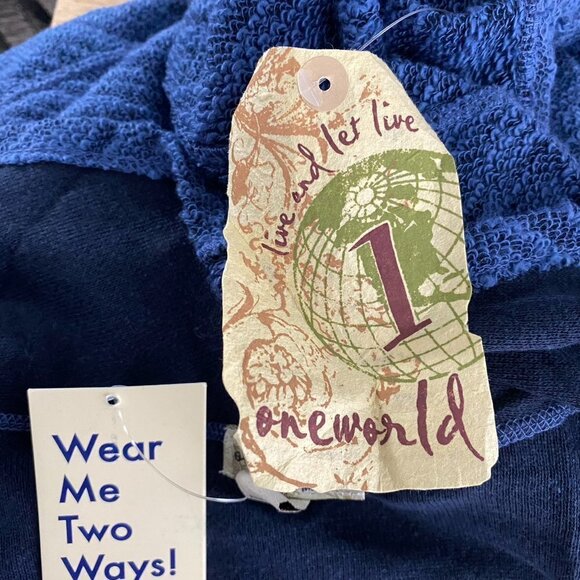 One World Reversible Open Cardigan Women's‎ 3X Blue Cotton Blend NWT CJ-1134 - Picture 12 of 15